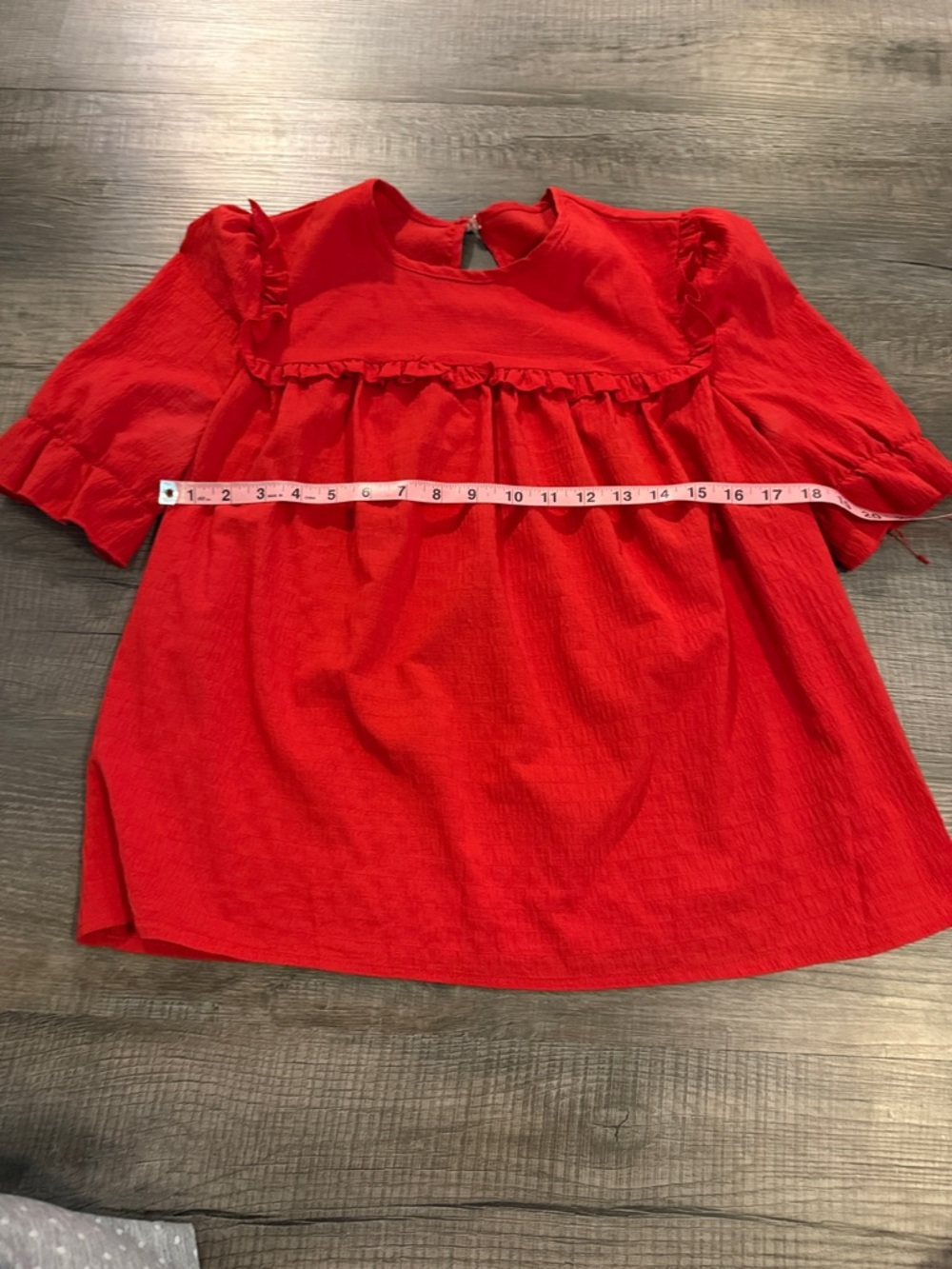 SHEIN Red Ruffle-Trim Blouse